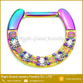 TOQ qualité titane Rainbow plaqué CZ Jeweled Septum Piercing anneau